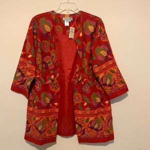 Coldwater Creek Sassy Sunrise Border Red Jacket